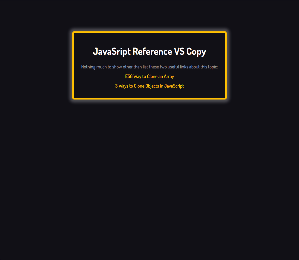 Object and Arrays - Reference Vs Copy